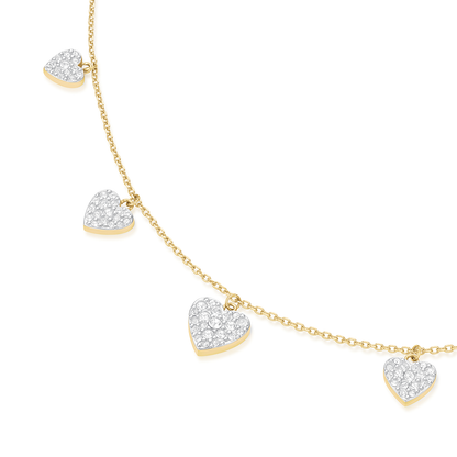 Rosefield Multi Hearts Necklace Gold - JNMHG-J1274