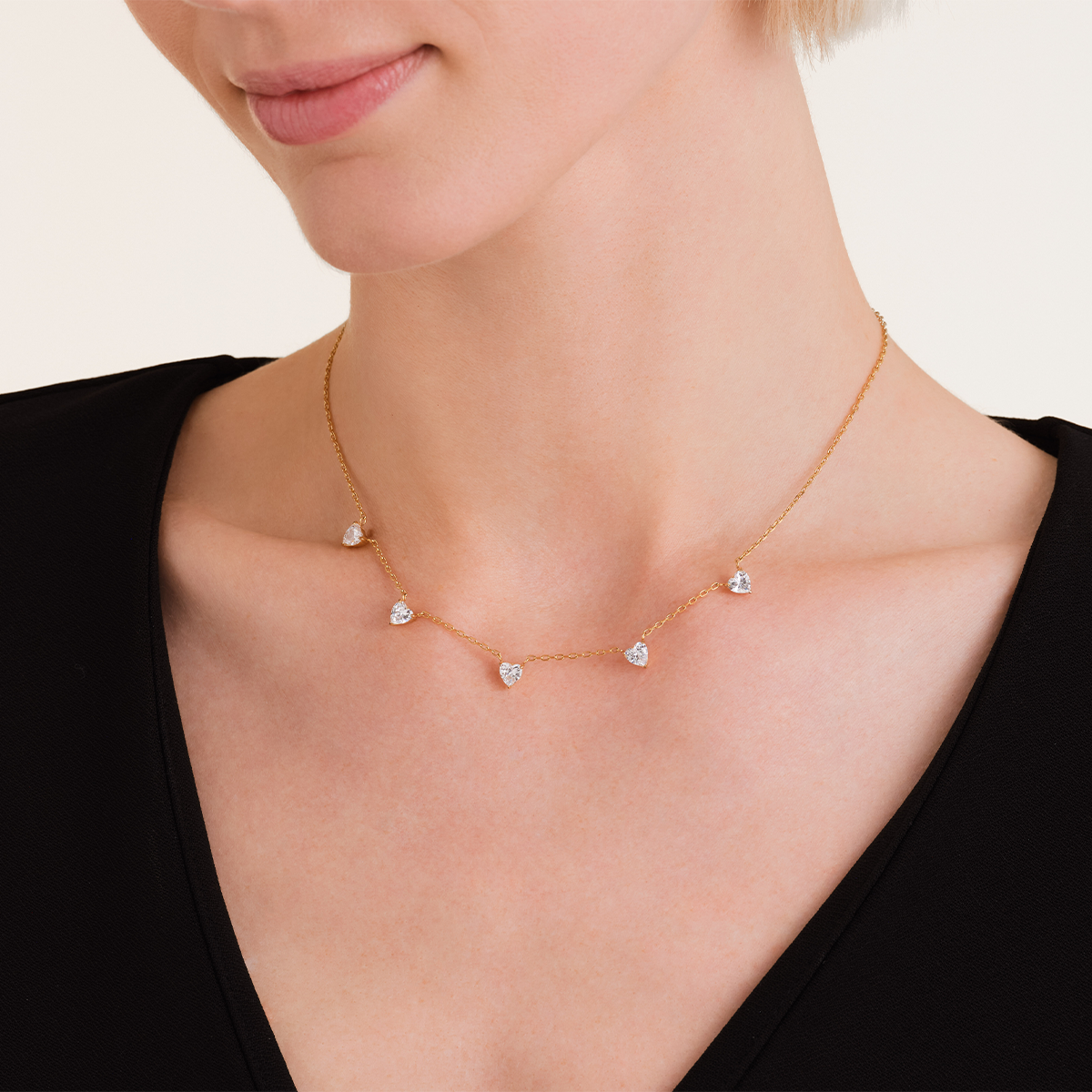 Rosefield Row of Hearts Necklace White CrystalsJNRHG-J1005