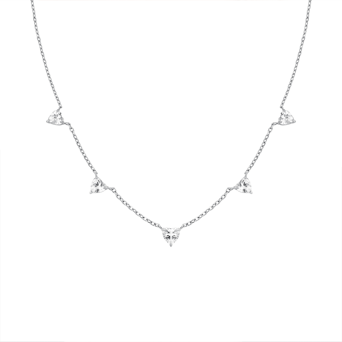 Rosefield Row of Hearts Necklace Silver - JNRHS-J1006