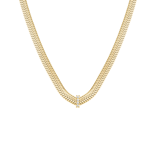 Rosefield Large Snake Necklace with Crystals Gold - JNSCG-J1187