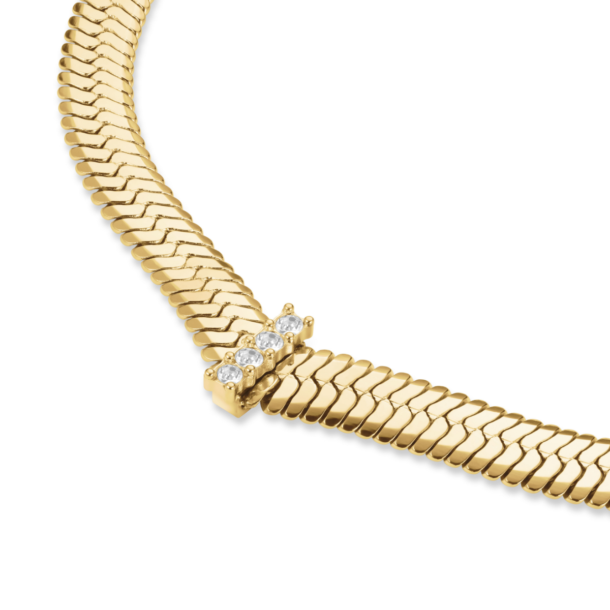 Rosefield Large Snake Necklace with Crystals Gold - JNSCG-J1187