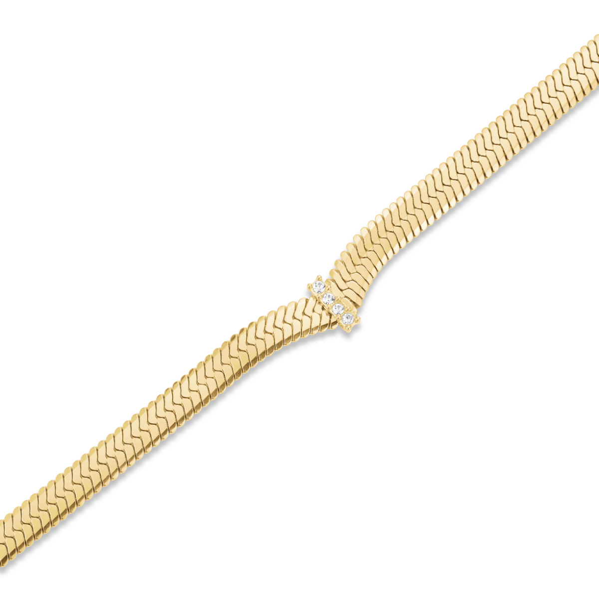 Rosefield Large Snake Necklace with Crystals Gold - JNSCG-J1187