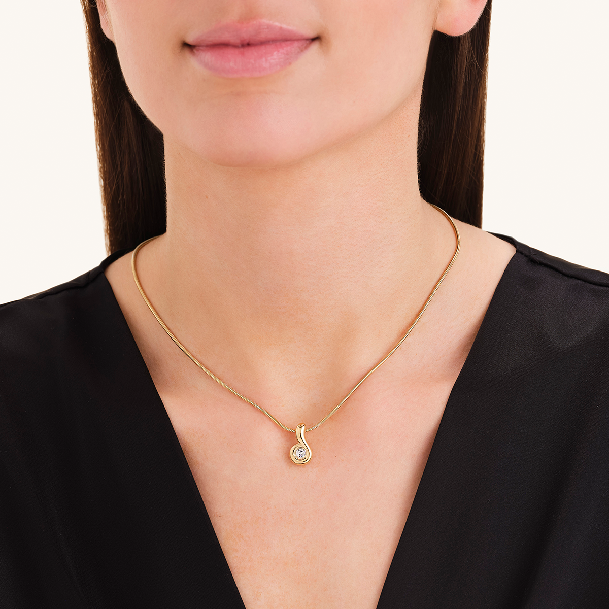 Rosefield Wave Pendant Necklace Gold - JNWPG-J1307