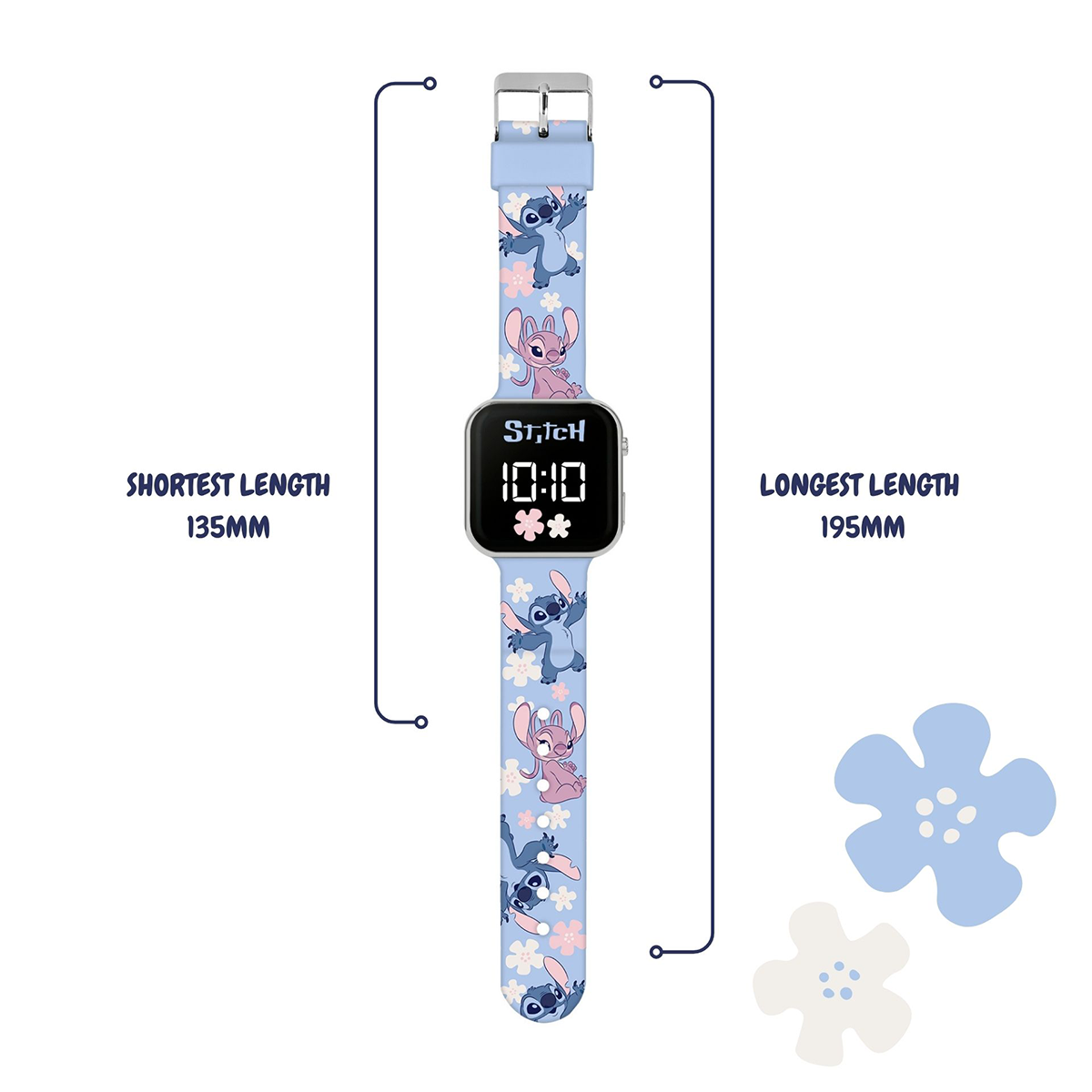 Disney Lilo & Stitch Blue Printed Strap LED Watch - LAS4200ARG