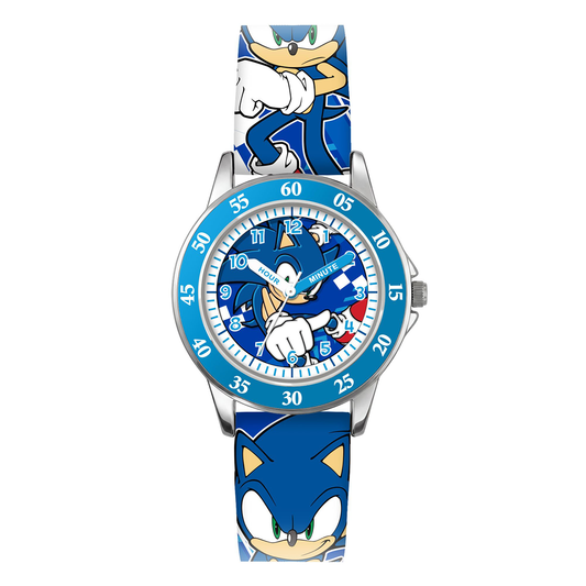 Sonic the Hedgehog Time Teacher Dial Quartz Watch with Silicone Strap for Kids - SNC9057M