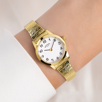 Rotary Ladies Heritage Gold Plated Stainless Steel Expander Bracelet Watch - LB00762/01
