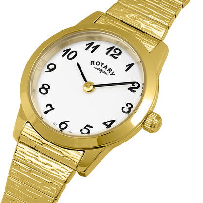 Rotary Ladies Heritage Gold Plated Stainless Steel Expander Bracelet Watch - LB00762/01