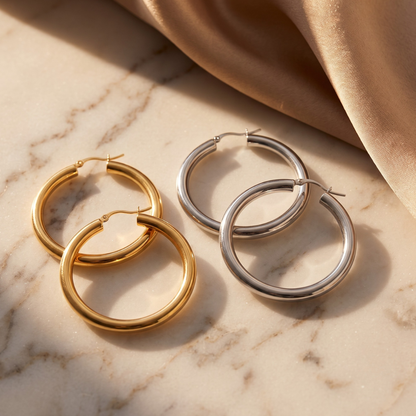Liu Jo Hoops Earrings Pair (Silver + Gold)