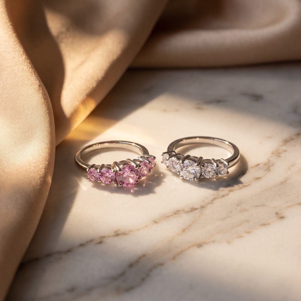 Liu Jo Fede Silver Rings Pair (Rose + White)