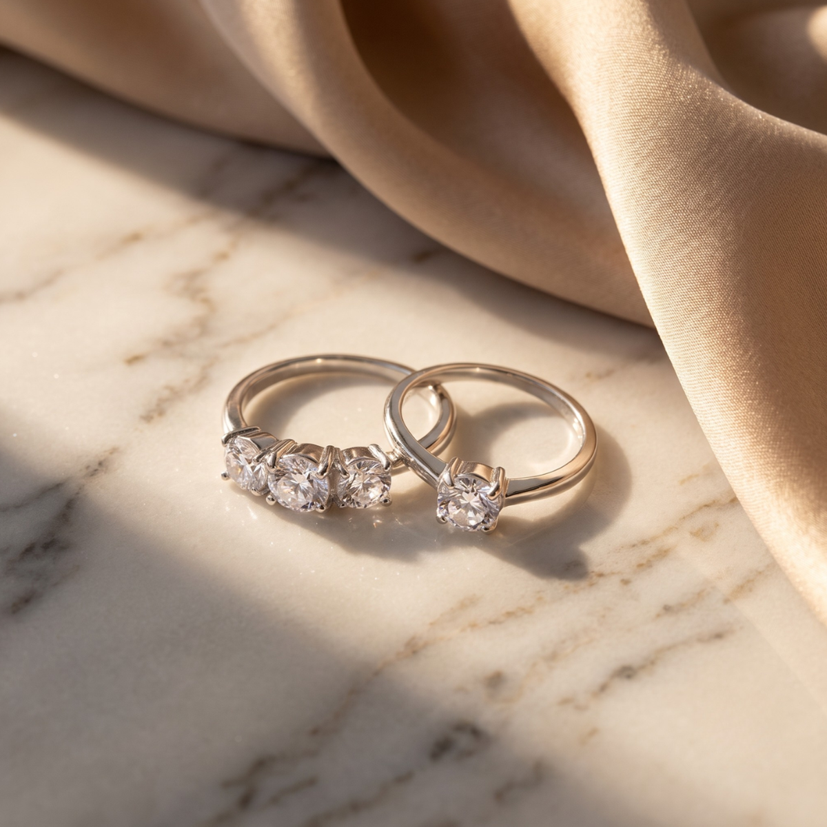 Liu Jo Crystal Silver Rings Pair