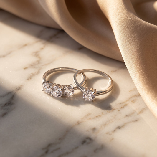 Liu Jo Crystal Silver Rings Pair