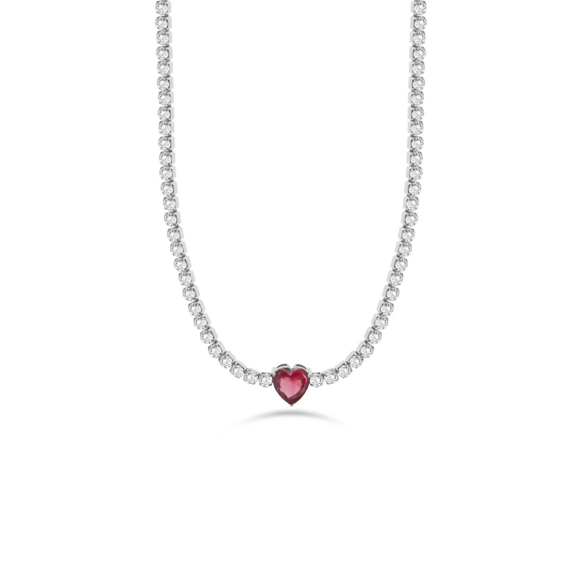 Liu Jo Tennis Red Stone Silver Necklace - LJ2443