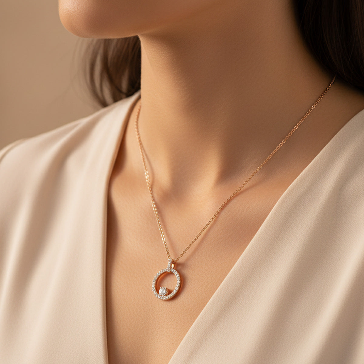 Liu Jo rosegold circle pendant - LJ2524