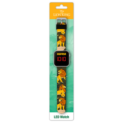 ساعة ديزني الأسد الملك موفاسا بسوار أسود LED - LKG4010