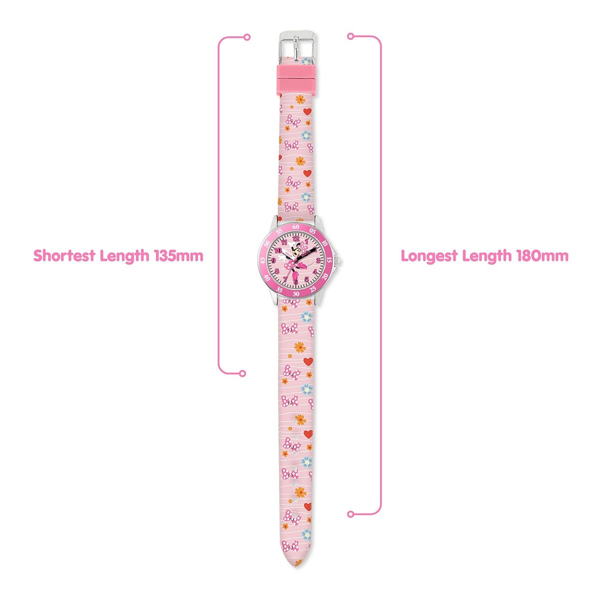 Disney Minnie Mouse Pink Printed Strap Time Teacher Watch - MN9101