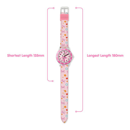 Disney Minnie Mouse Pink Printed Strap Time Teacher Watch - MN9101