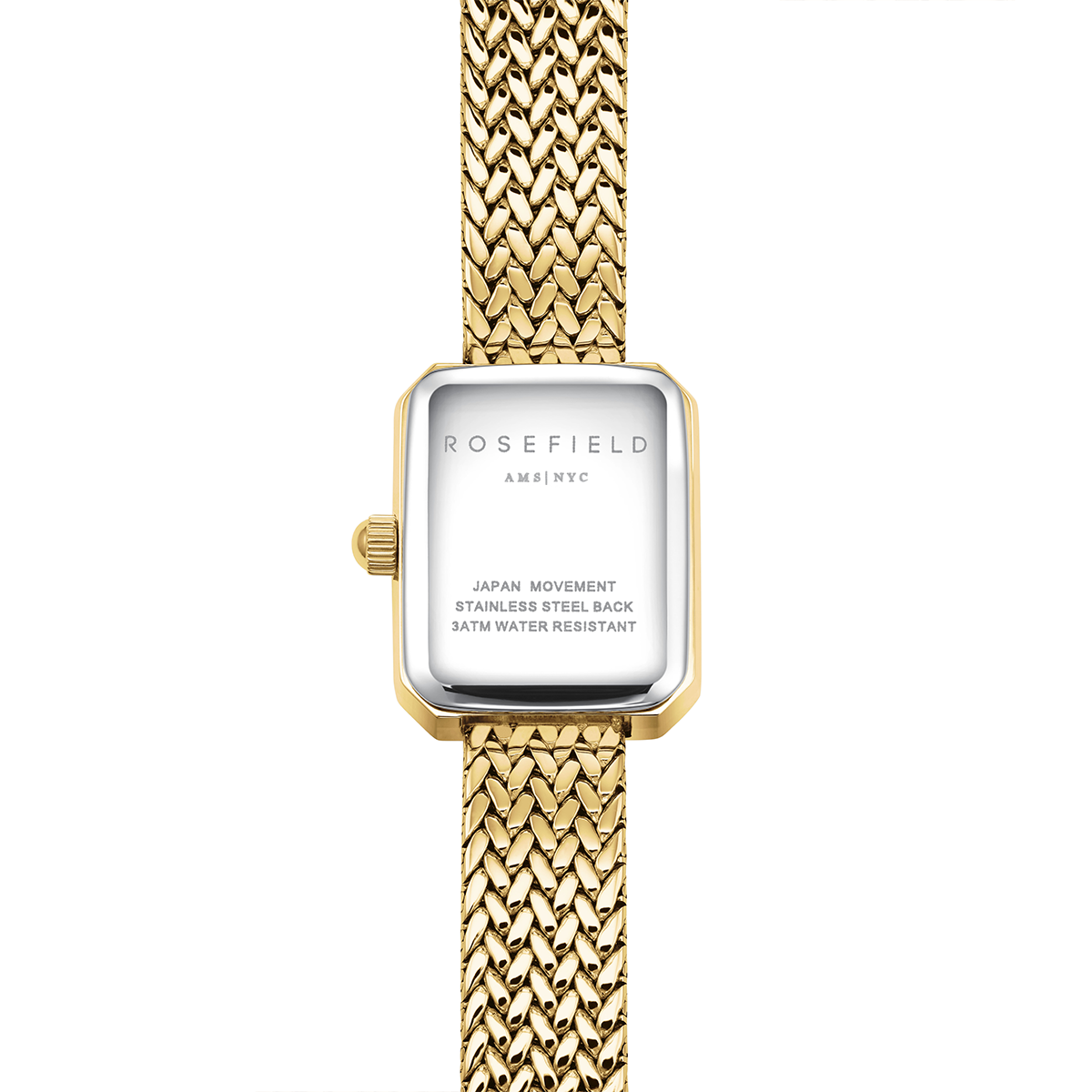 Mini Octagon White Dial Gold Woven Mesh Strap - MWGMG-M01