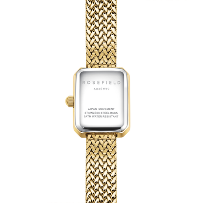 Mini Octagon White Dial Gold Woven Mesh Strap - MWGMG-M01