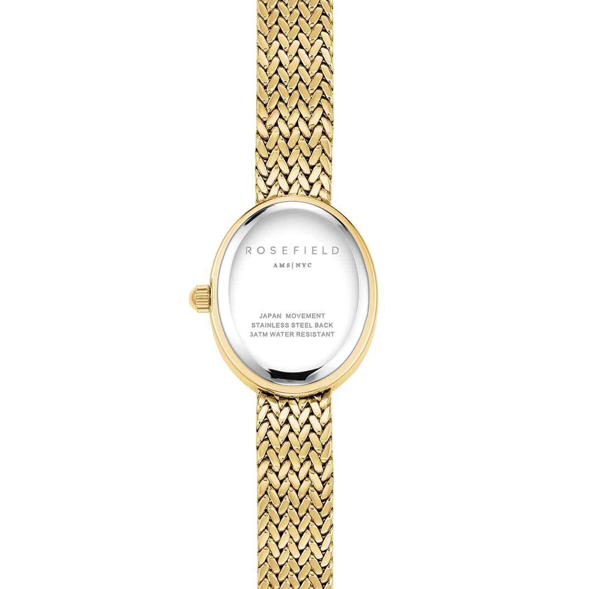 Rosefield Mini Oval Gold Woven Mesh Watch & Snake Gold Bracelet