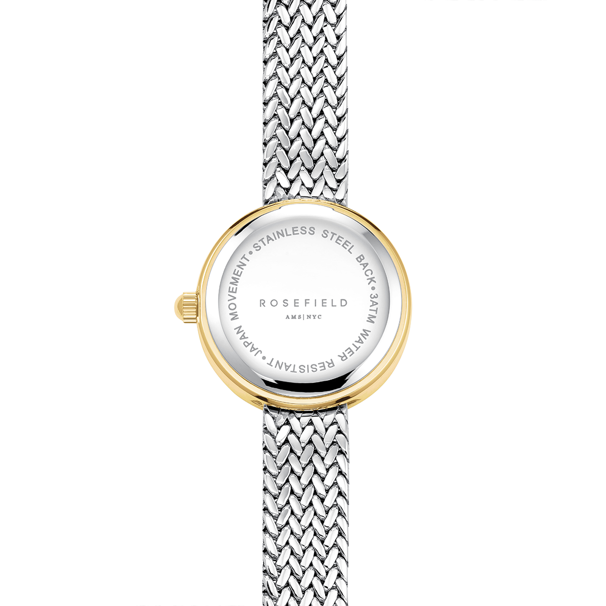 Mini Small Edit White Dial Crystal Duotone Woven Mesh Strap - MWSMG-M06