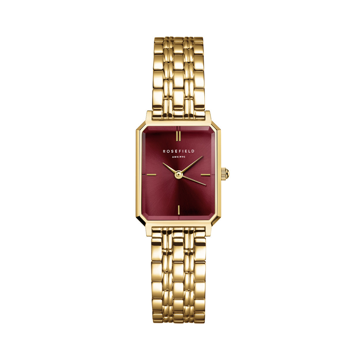 Rosefield Octagon XS Burgundy Sunray Steel Gold - OBGSG-O83