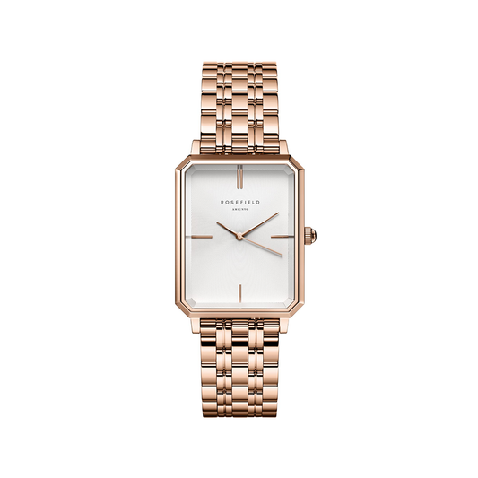 Rosefield The Octagon White Sunray Steel Rose Gold - OCWSRG-O42