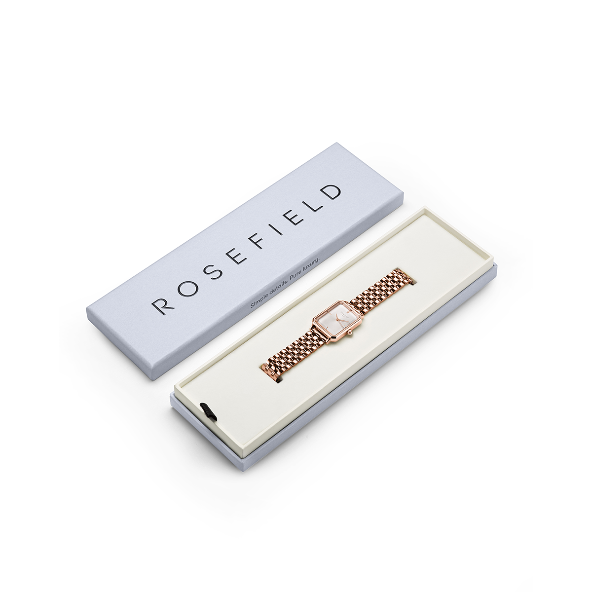 Rosefield The Octagon White Sunray Steel Rose Gold - OCWSRG-O42