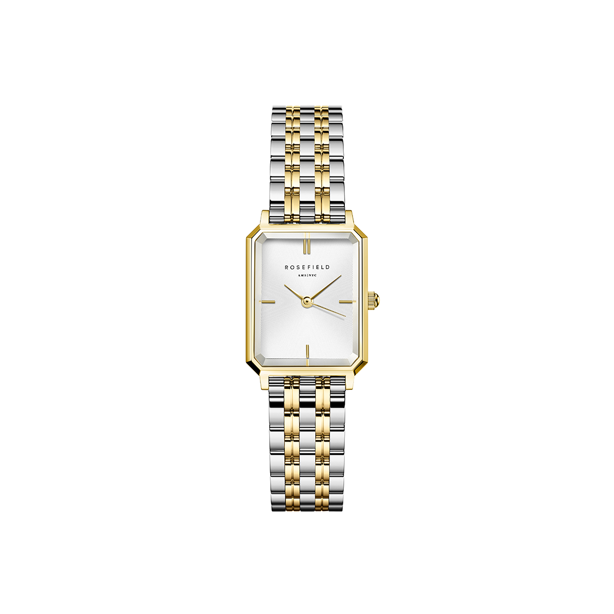 Rosefield Octagon XS White Sunray Steel Duotone Silver Gold Women Watch - OWDSG-O62