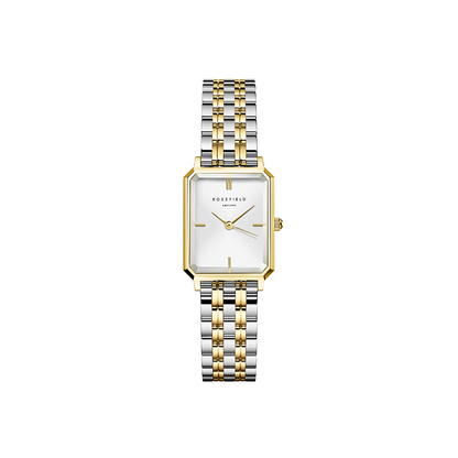 Rosefield Octagon XS White Sunray Steel Duotone Silver Gold Women Watch - OWDSG-O62