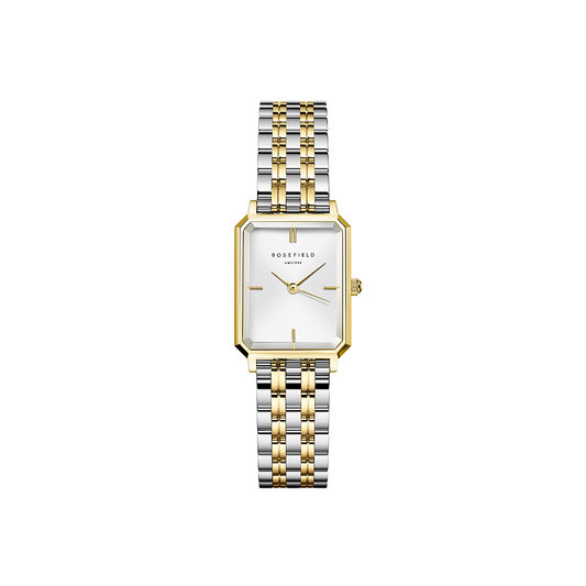 Rosefield Octagon XS White Sunray Steel Duotone Silver Gold Women Watch - OWDSG-O62