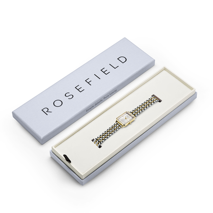 Rosefield Octagon XS White Sunray Steel Duotone Silver Gold Women Watch - OWDSG-O62