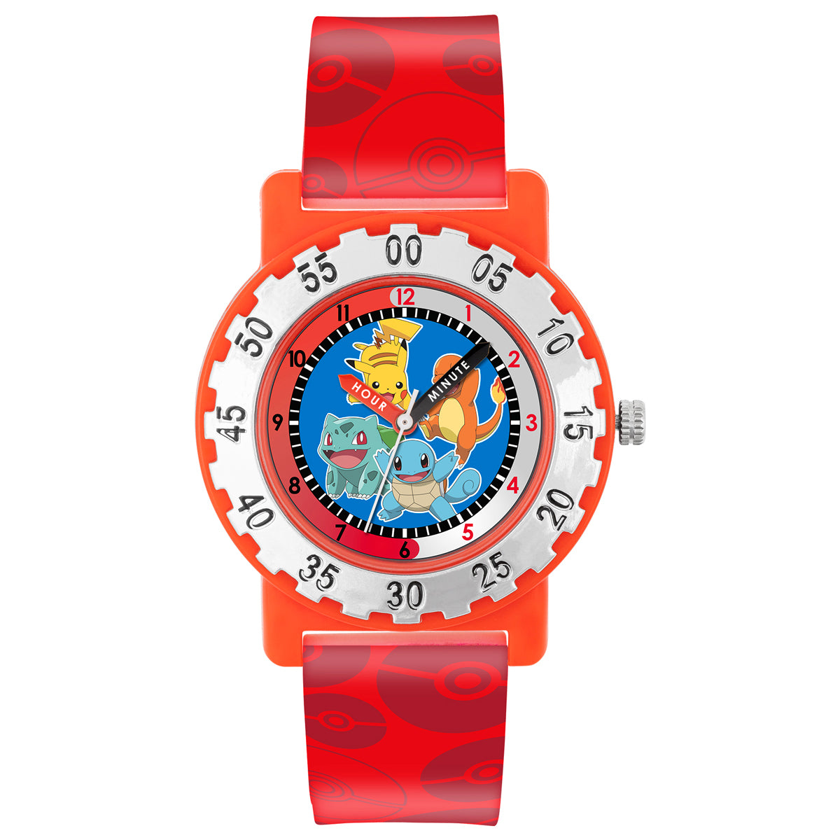 Pokémon Red Strap Character Dial Time Teacher Watch - POK4194