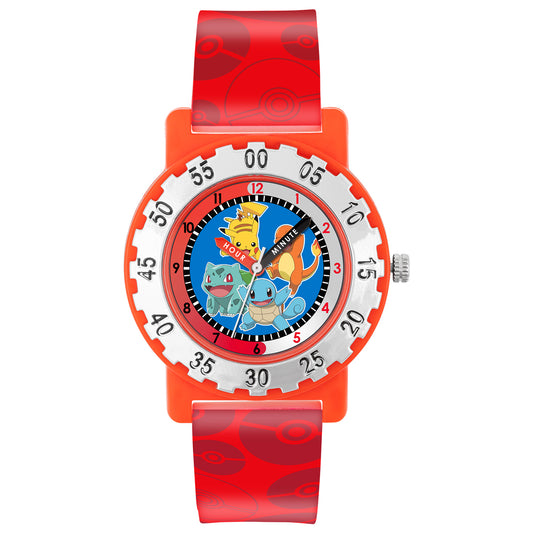 Pokémon Red Strap Character Dial Time Teacher Watch - POK4194