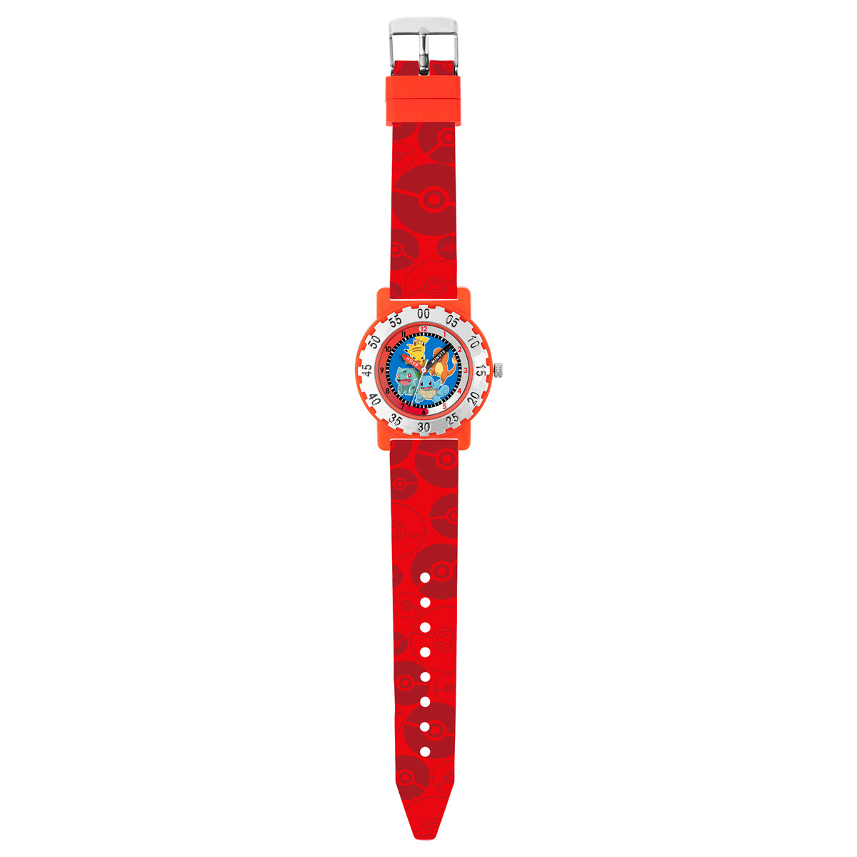 Pokémon Red Strap Character Dial Time Teacher Watch - POK4194