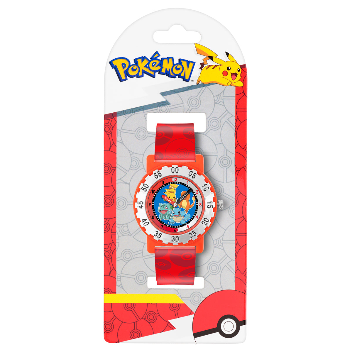 Pokémon Red Strap Character Dial Time Teacher Watch - POK4194
