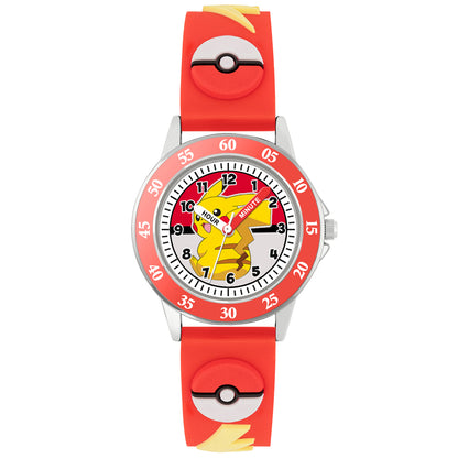 Pokémon 3D Time Teacher Red Silicone Strap Watch - POK9074