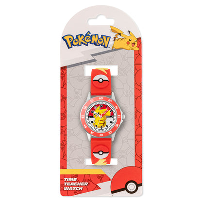 Pokémon 3D Time Teacher Red Silicone Strap Watch - POK9074