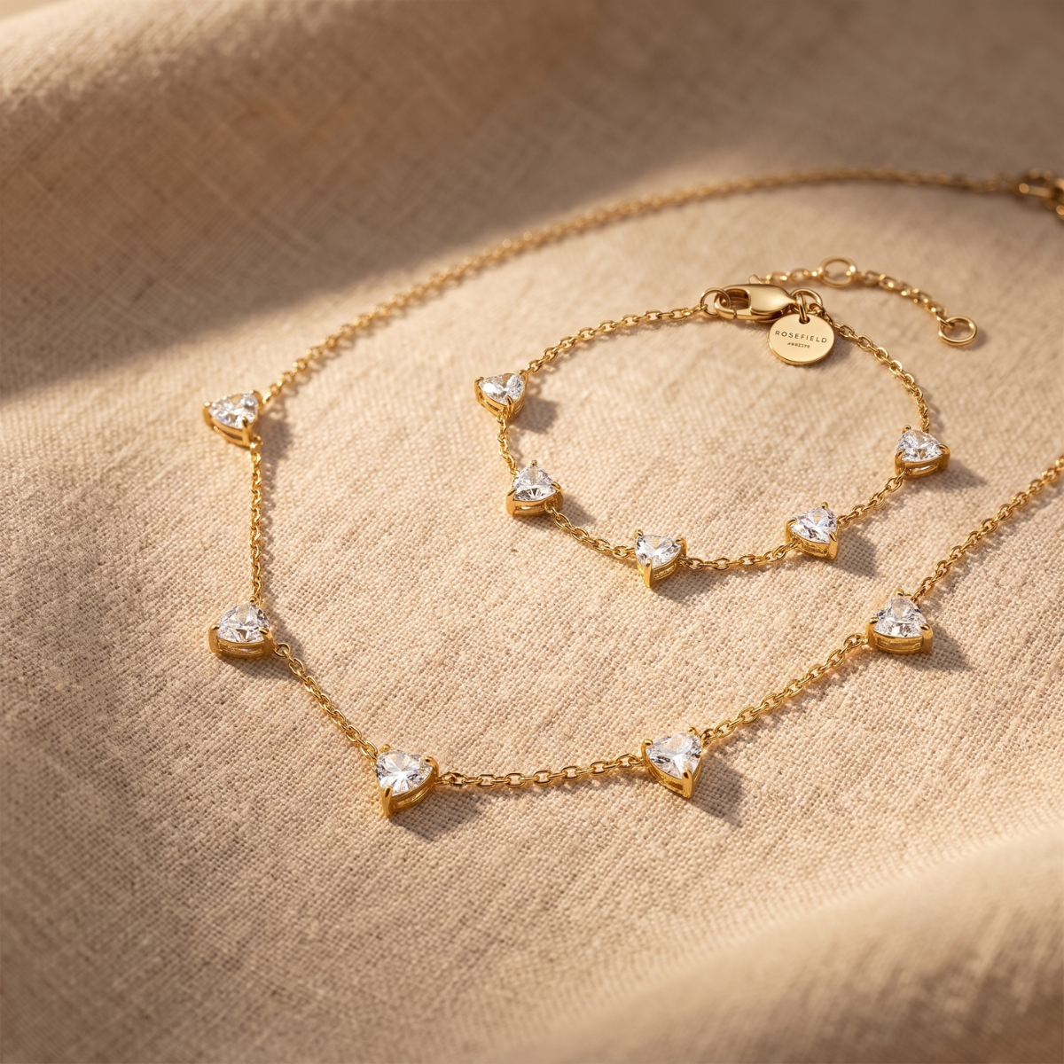 Rosefield Row of Hearts Gold Set (Necklace + Bracelet) Set