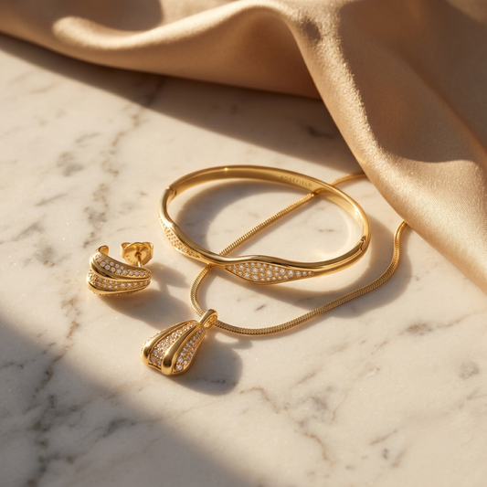 Rosefield Pave Striped Gold Trio
