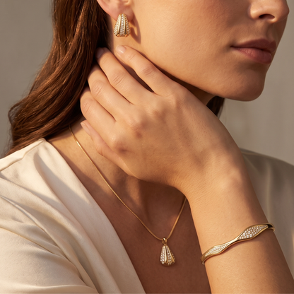 Rosefield Pave Striped Gold Trio