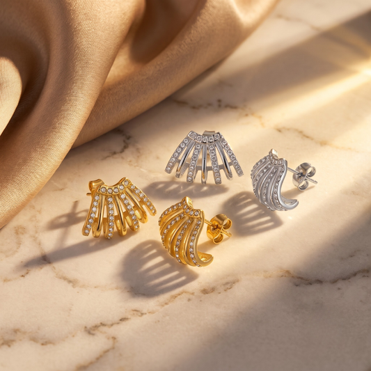 Rosefield Caged Crystal Earrings Pair (Gold + Silver)