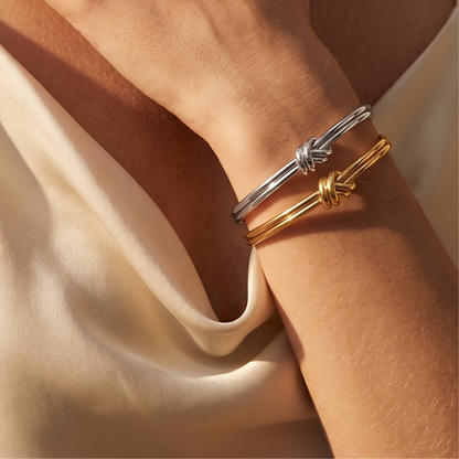 Rosefield Statement Knot Bangle Pair (Gold + Silver)