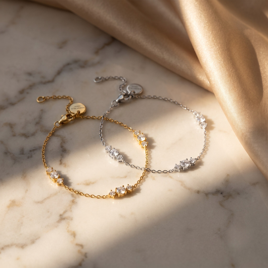 Rosefield  Triple Crystal Bracelet Pair (Gold + Silver)