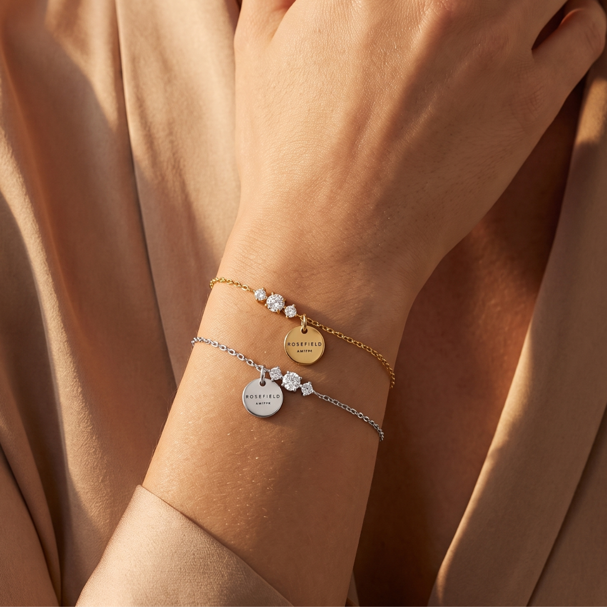 Rosefield  Triple Crystal Bracelet Pair (Gold + Silver)