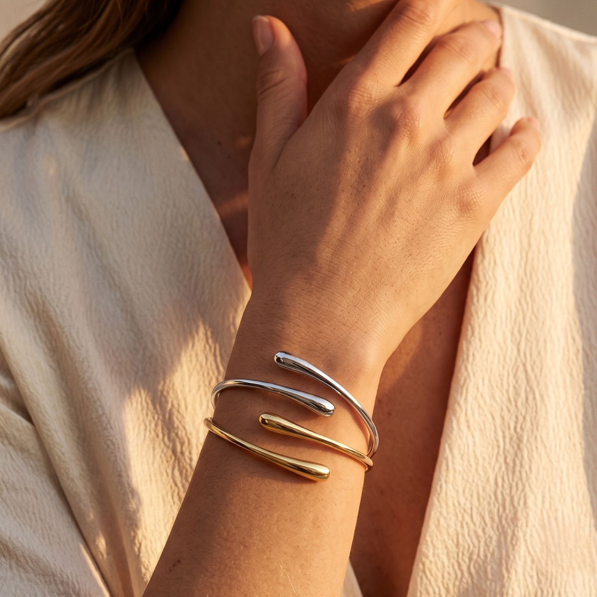 Rosefield  Contrarie Cuff Bangle Pair (Gold + Silver)