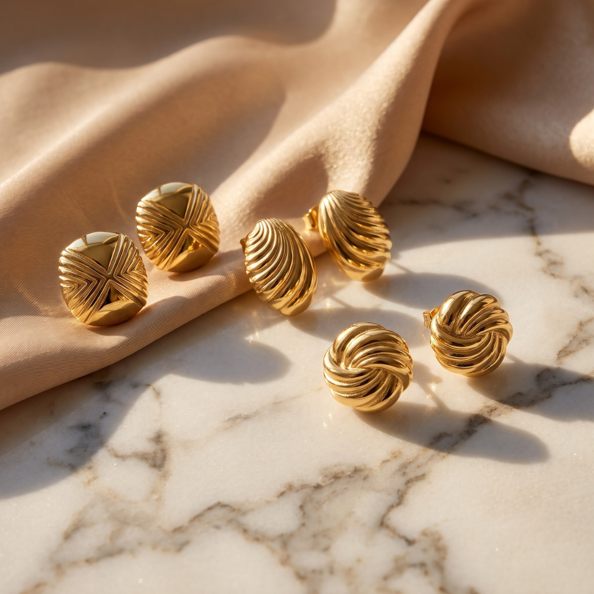 Rosefield  Modern Vintage Gold Studs Trio