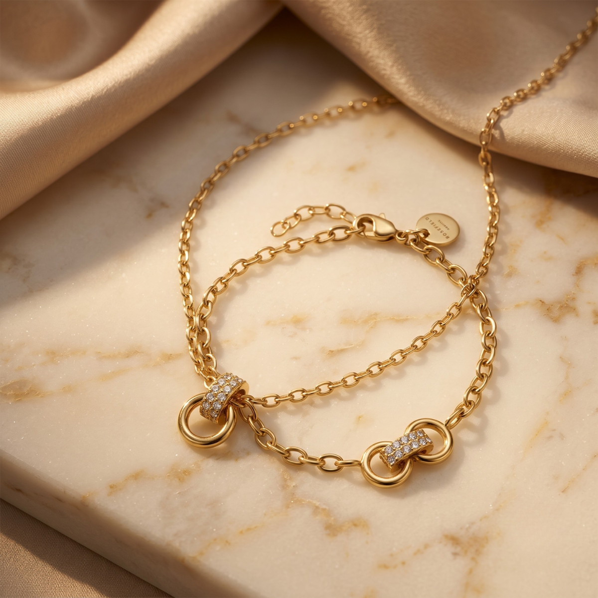 Rosefield Bow Link Studs Set (Necklace + Bracelet)