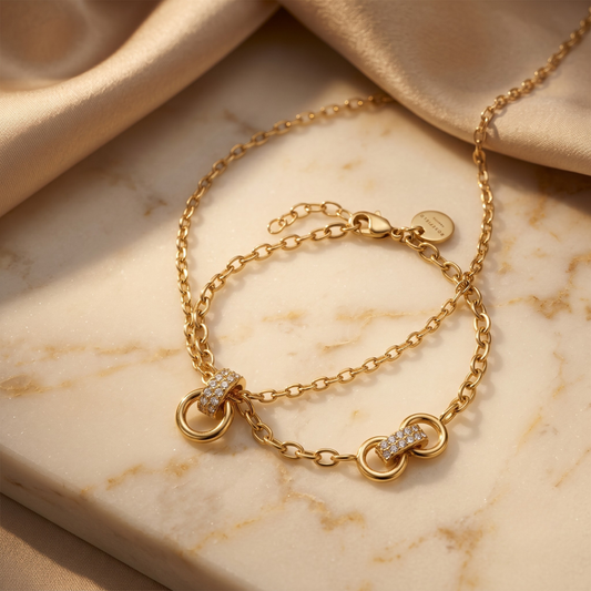 Rosefield Bow Link Studs Set (Necklace + Bracelet)