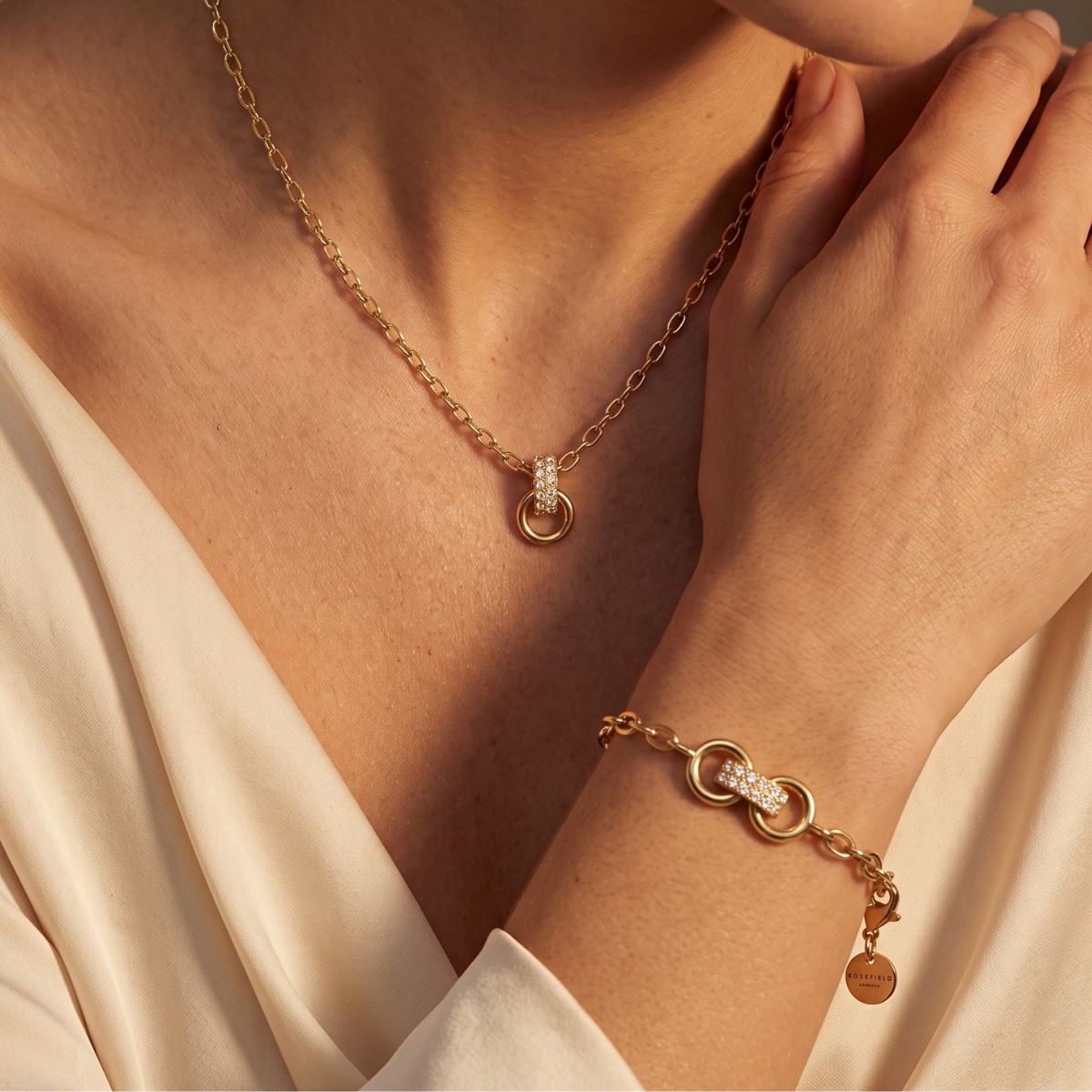 Rosefield Bow Link Studs Set (Necklace + Bracelet)