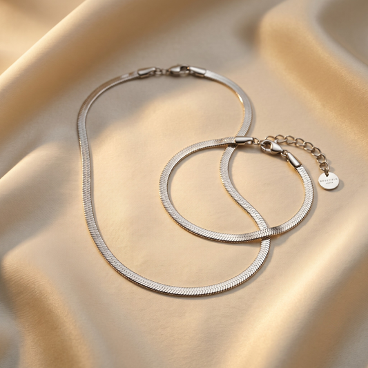 Rosefield Snake 3mm Silver Set (Necklace + Bracelet)
